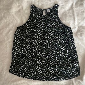 Old Navy black floral tank top large